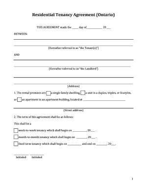 Residential Tenancy Agreement Ontario