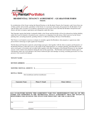 Ontario Residential Tenancy Guarantor Form