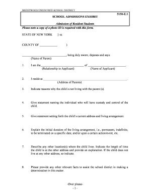 New York School Admission Affidavit