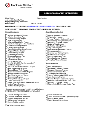 REQUEST SAFETY INFORMATION - employerflexiblecom