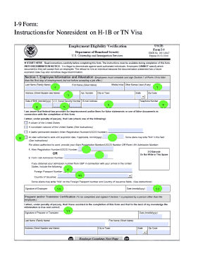 I-9 Form Instructions for Nonresident on H-1B or TN Visa