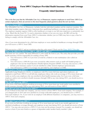 Form 1095-C Employer-Provided Health Insurance Offer and Coverage