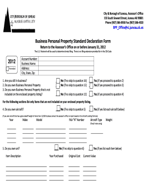 Juneau Business Personal Property Declaration Form