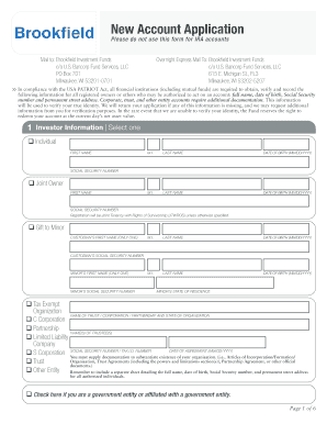 Brookfield Investment Funds New Account Application