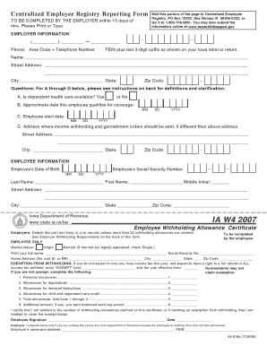 Iowa Centralized Employee Registry Reporting Form