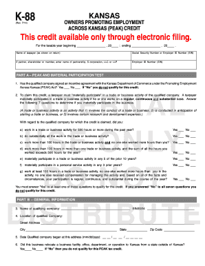 Kansas PEAK Credit Form