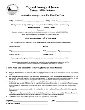 Juneau Utility Customer Authorization Agreement