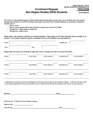 NC State Distance Education Enrollment Request