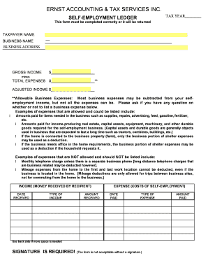 Self-Employment Ledger Tax Form