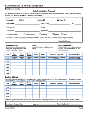 California State University Late Registration Request