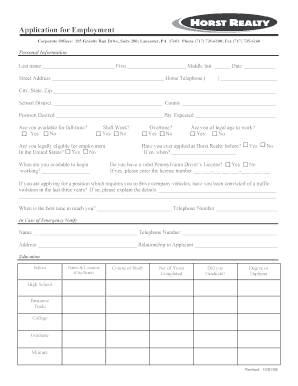Application for Employment