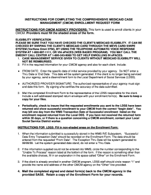 Comprehensive Medicaid Case Management Enrollment Request Form
