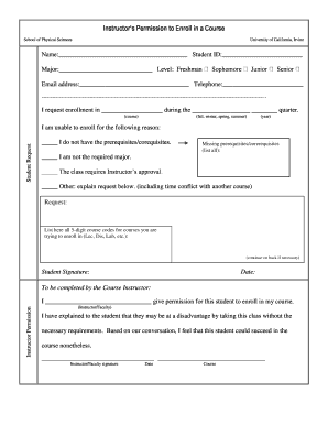Instructor Permission to Enroll in a Course