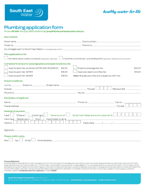 Plumbing Application Form