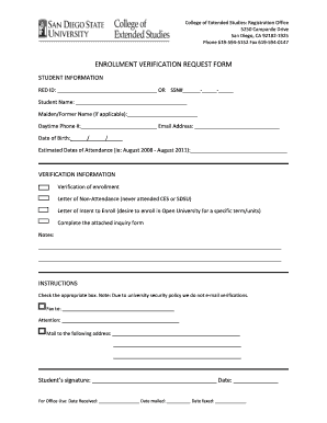 Enrollment Verification Request Form