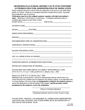 Authorization for Administration of Medication