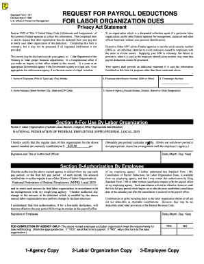 Standard Form 1187 Request for Payroll Deductions