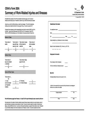 OSHA Form 300A Summary of Work-Related Injuries and Illnesses