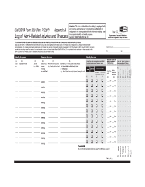 Cal/OSHA Form 300 Log of Work-Related Injuries and Illnesses