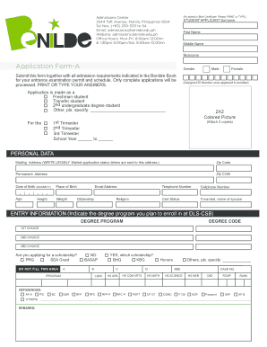 De La Salle-College of Saint Benilde Application Form
