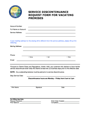 Service Discontinuance Request Form