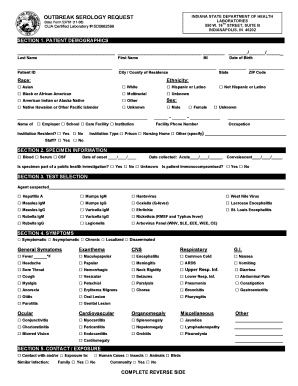 Indiana Outbreak Serology Request Form