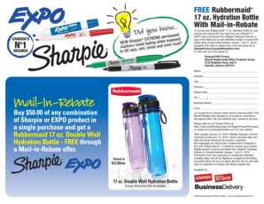Rubbermaid Hydration Bottle Mail-in Rebate Form
