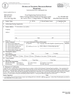 OSHA Outreach Training Report