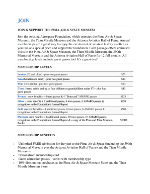 Pima Air & Space Museum Membership Form