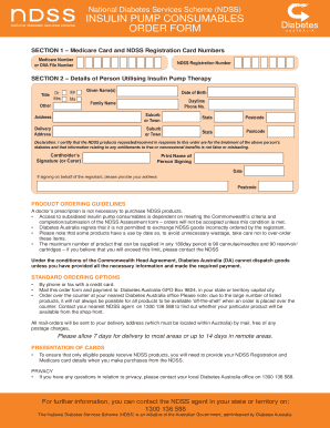 National Diabetes Services Scheme Insulin Pump Consumables Order Form