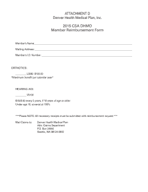 Denver Health Medical Plan Reimbursement Form