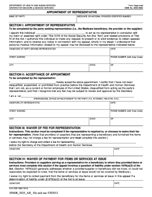 Appointment of Representative for Medicare Claims