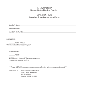 Denver Health Medical Plan Reimbursement Form