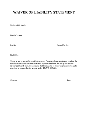 Waiver of Liability Statement