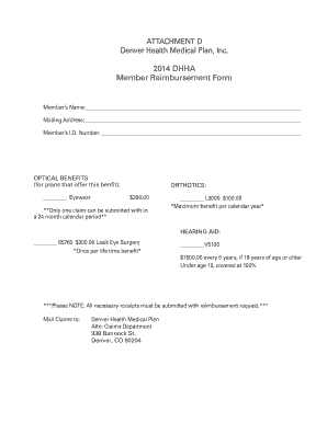 Denver Health Medical Plan Reimbursement Form