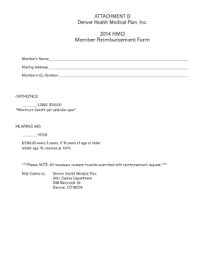 Denver Health HMO Member Reimbursement Form