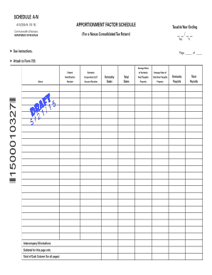 Kentucky Apportionment Factor Schedule