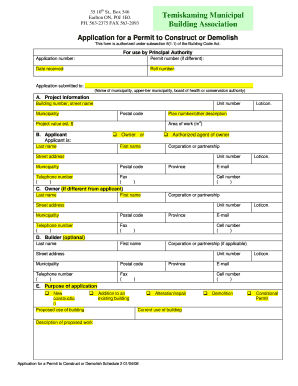 Application for a Permit to Construct or Demolish