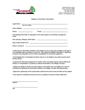 Wisconsin Background Check Authorization
