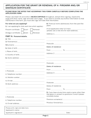 UK Firearm and Shotgun Certificate Application