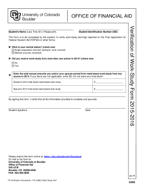 Verification of Work-Study Form