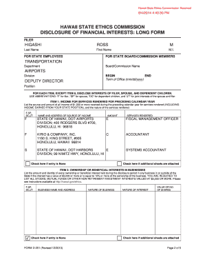 Hawaii State Ethics Commission Disclosure Form