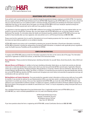 AFTRA Performer Registration Form