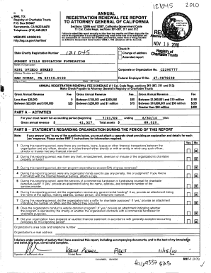 California Charitable Trust Registration Renewal Fee Report