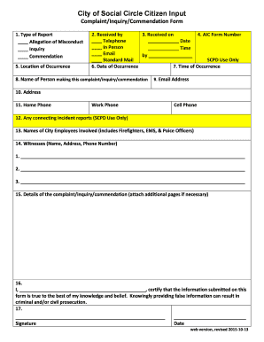 City of Social Circle Citizen Input Form