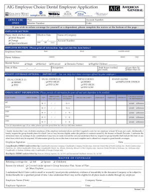 AIG Employee Dental Plan Application