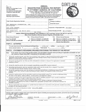California Charitable Trust Registration Renewal Fee Report