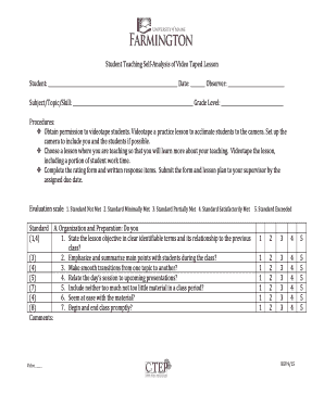 Student Teaching Self-Analysis of Video Taped Lesson