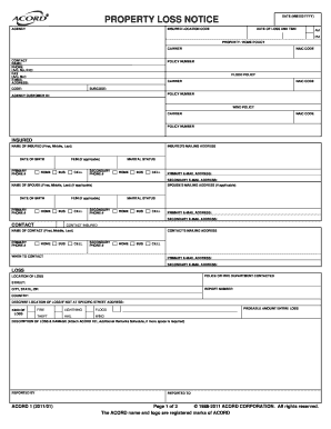 Property Loss Notice Form