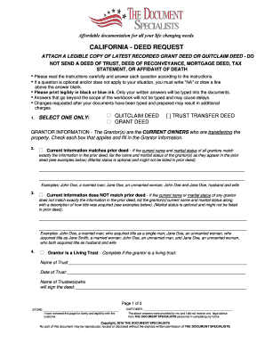 California Deed Request Form